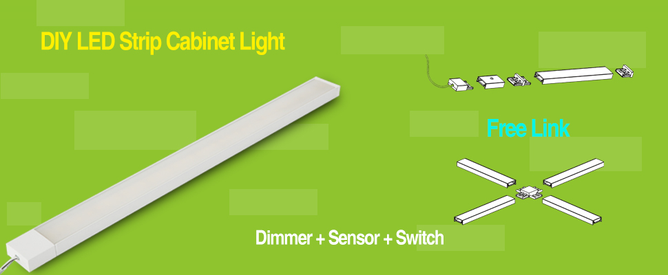 DIY LED strip light for cabinet, input 12V DC, 30cm, 50cm, 100cm, with dimmer, sensor, ON/OFF switch