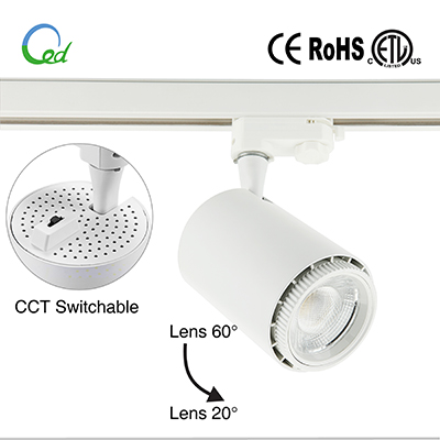 Beam angle adjustable, lens adjustable, LED track light, CCT switchable, CCT tunable, COB LED, Ra80, Ra90,80lmW, 8W, 12W, 18W, 24W, 35W, 45W