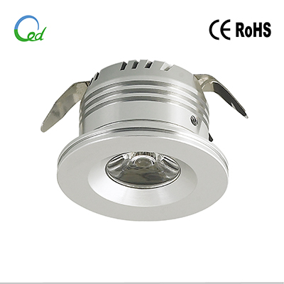 LED cabinet light, LED downlight, recessed, 12V DC, 24V DC, 1W or 3W, CREE LED